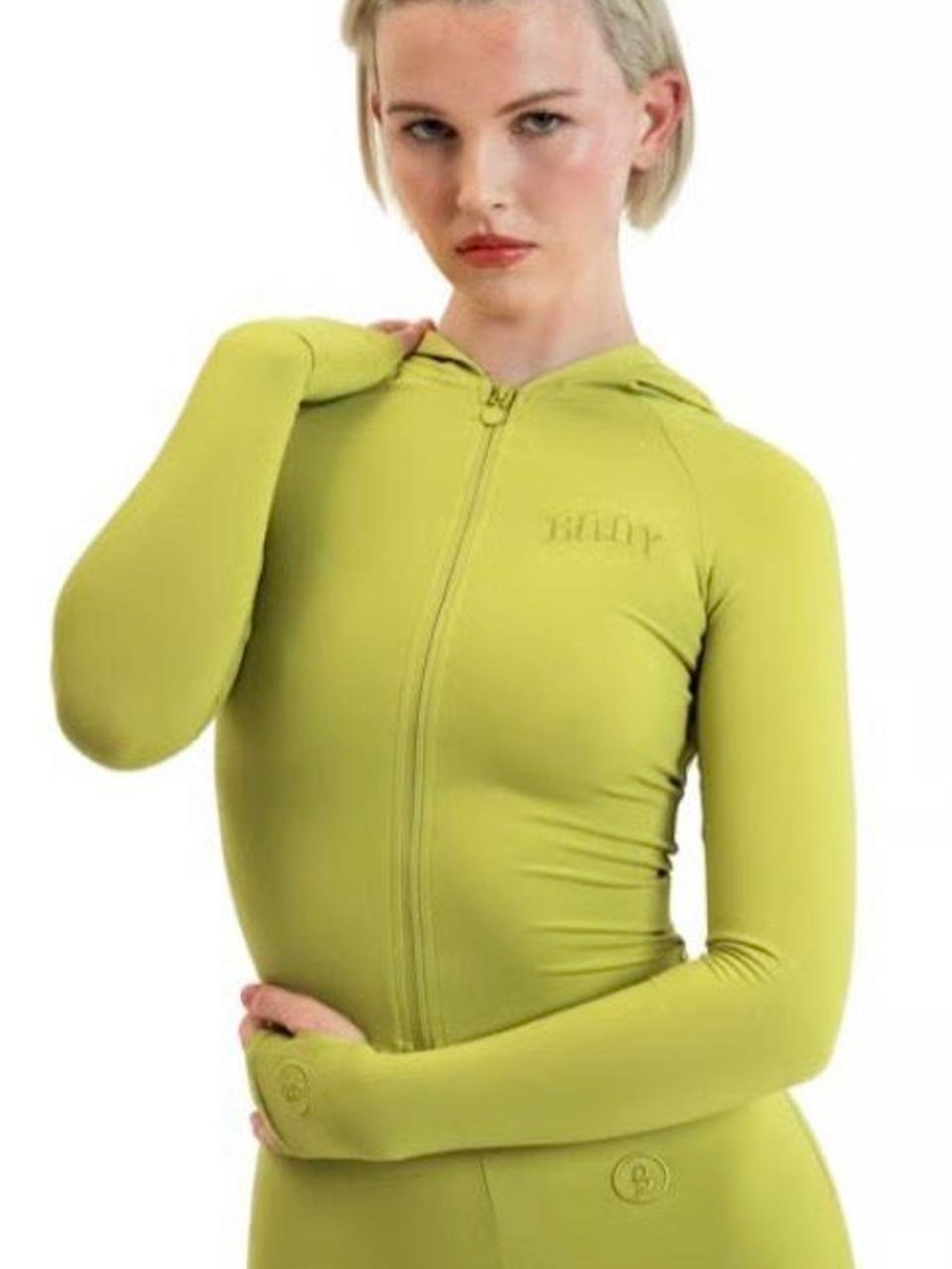 Body by Raven Tracy BodyBasics Croppd Zip Hoodie Jacket Honeydew Green S